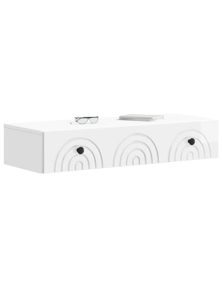 Tavolino da Parete Laterale Bianco Lucido 87,5 x 34,5 x 17 cm