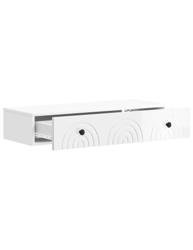 Tavolino da Parete Laterale Bianco Lucido 87,5 x 34,5 x 17 cm