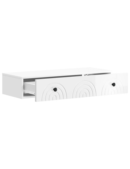 Tavolino da Parete Laterale Bianco Lucido 87,5 x 34,5 x 17 cm