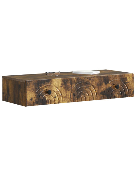Tavolino da Parete Laterale Rovere Fumo 87,5 x 34,5 x 17 cm