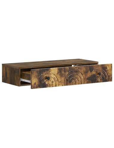 Tavolino da Parete Laterale Rovere Fumo 87,5 x 34,5 x 17 cm