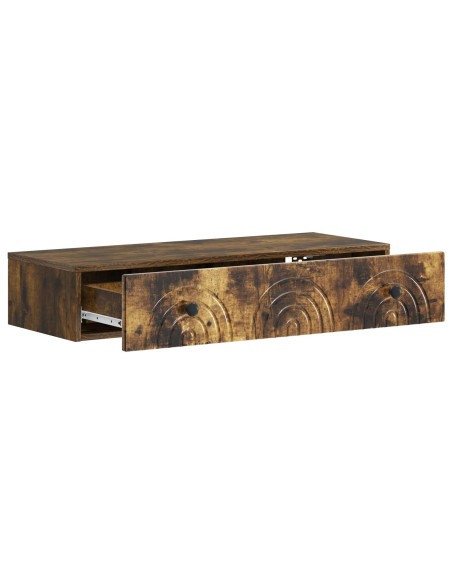 Tavolino da Parete Laterale Rovere Fumo 87,5 x 34,5 x 17 cm