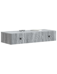 Tavolino da Parete Laterale Grigio Sonoma 87,5 x 34,5 x 17 cm 2