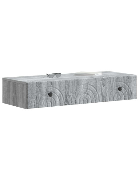 Tavolino da Parete Laterale Grigio Sonoma 87,5 x 34,5 x 17 cm