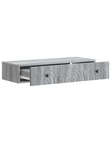 Tavolino da Parete Laterale Grigio Sonoma 87,5 x 34,5 x 17 cm