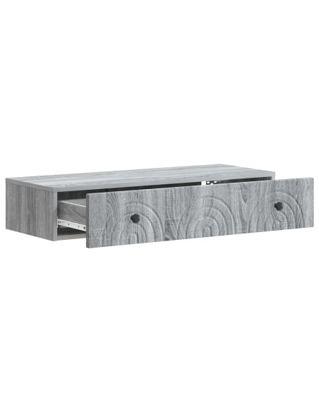 Tavolino da Parete Laterale Grigio Sonoma 87,5 x 34,5 x 17 cm