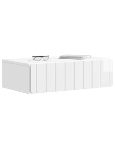 Tavolino da Parete Laterale Bianco Lucido 59 x 34,5 x 17 cm 2
