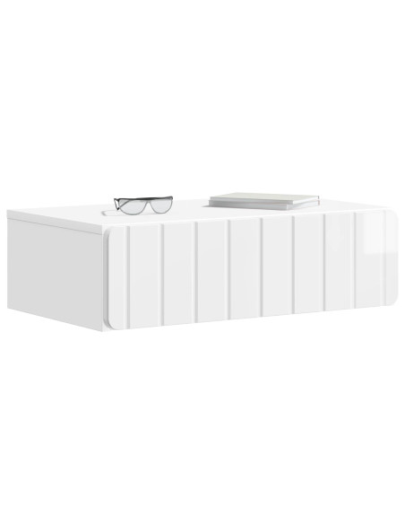Tavolino da Parete Laterale Bianco Lucido 59 x 34,5 x 17 cm