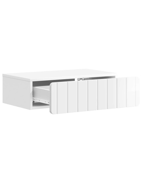 Tavolino da Parete Laterale Bianco Lucido 59 x 34,5 x 17 cm