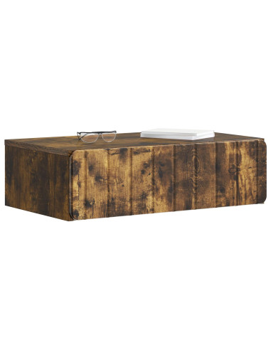 Tavolino da Parete Laterale Rovere Fumo 59 x 34,5 x 17 cm