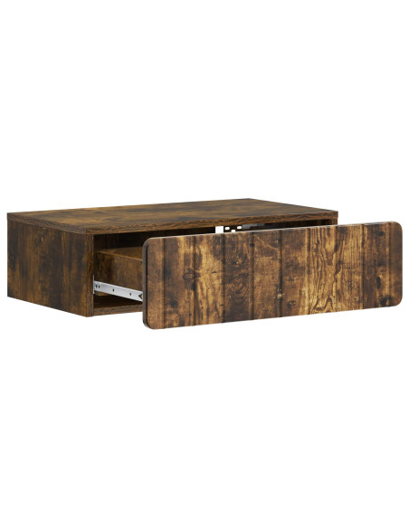 Tavolino da Parete Laterale Rovere Fumo 59 x 34,5 x 17 cm