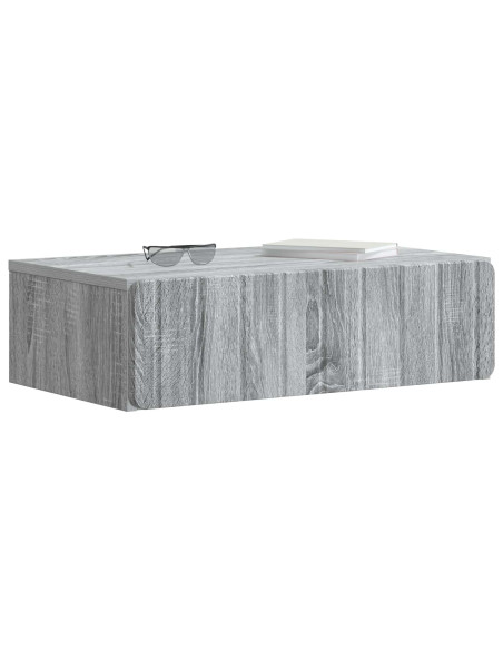 Tavolino da Parete Laterale Grigio Sonoma 59 x 34,5 x 17 cm