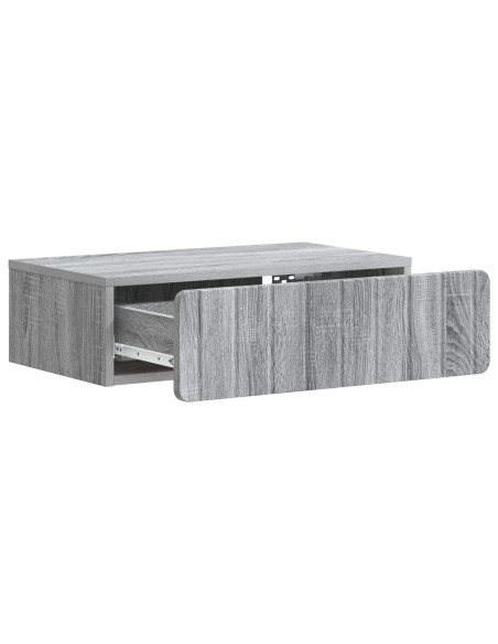 Tavolino da Parete Laterale Grigio Sonoma 59 x 34,5 x 17 cm