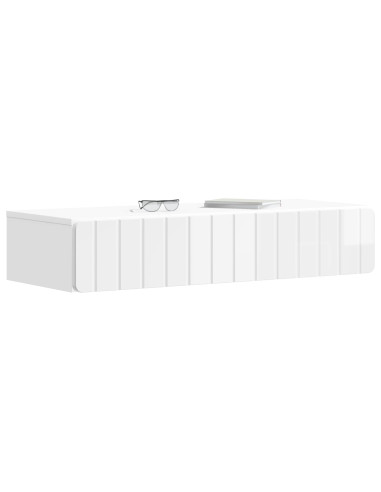 Tavolino da Parete Laterale Bianco Lucido 87,5 x 34,5 x 17 cm