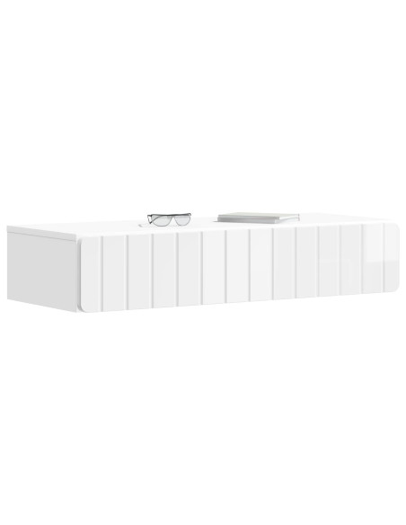 Tavolino da Parete Laterale Bianco Lucido 87,5 x 34,5 x 17 cm
