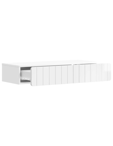 Tavolino da Parete Laterale Bianco Lucido 87,5 x 34,5 x 17 cm