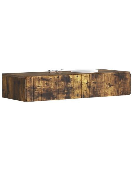 Tavolino da Parete Laterale Rovere Fumo 87,5 x 34,5 x 17 cm