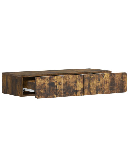 Tavolino da Parete Laterale Rovere Fumo 87,5 x 34,5 x 17 cm