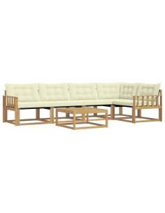 Set di divani da esterno 6 pcs Bianco e Crema 79 x 79 x 37 cm 2