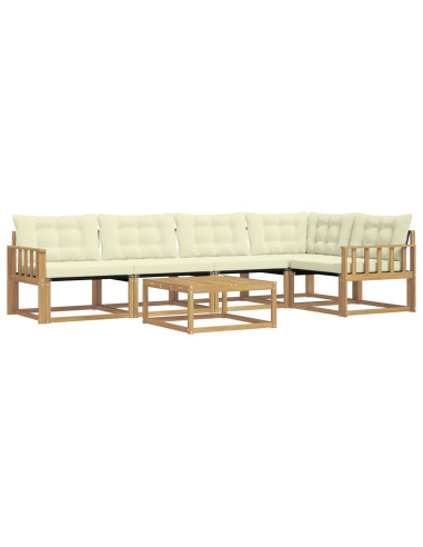 Set di divani da esterno 6 pcs Bianco e Crema 79 x 79 x 37 cm