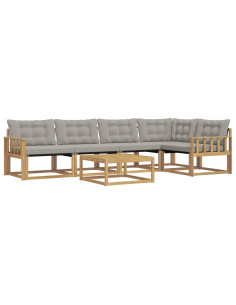 Set di divani da esterno 6 pcs Bianco e Grigio Chiaro 2