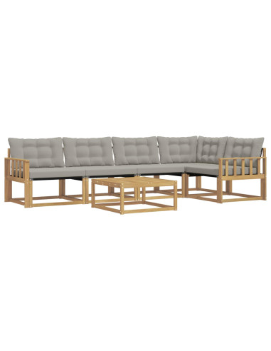 Set di divani da esterno 6 pcs Bianco e Grigio Chiaro