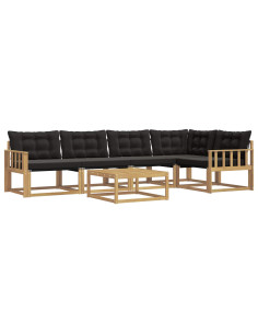Set di divani da esterno 6 pcs Bianco e Nero 79 x 79 x 37 cm 2
