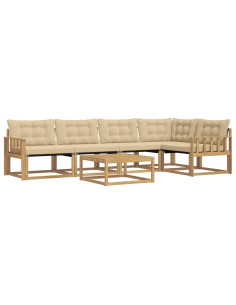 Set di divani da esterno 6 pcs Bianco e Beige 79 x 79 x 37 cm 2