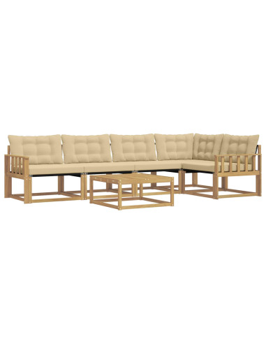 Set di divani da esterno 6 pcs Bianco e Beige 79 x 79 x 37 cm