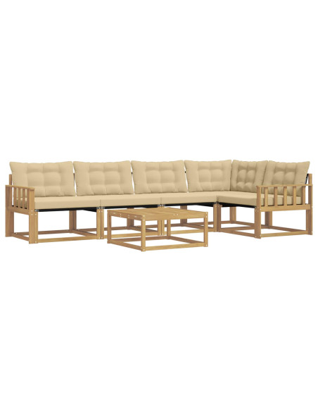 Set di divani da esterno 6 pcs Bianco e Beige 79 x 79 x 37 cm