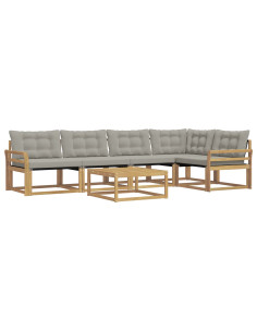 Set di divani da esterno 6 pcs Bianco e Grigio Chiaro 2