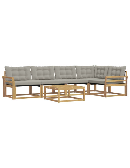 Set di divani da esterno 6 pcs Bianco e Grigio Chiaro