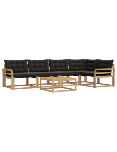Set di divani da esterno 6 pcs Bianco e Nero 79 x 79 x 37 cm 2