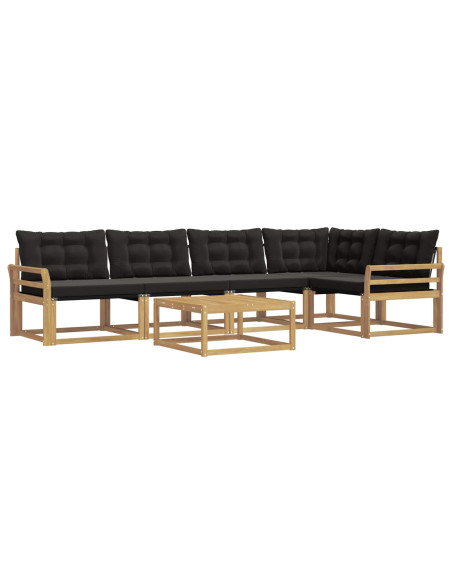 Set di divani da esterno 6 pcs Bianco e Nero 79 x 79 x 37 cm