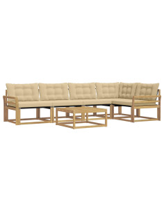 Set di divani da esterno 6 pcs Bianco e Beige 79 x 79 x 37 cm 2