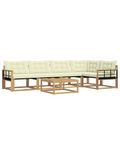 Set di divani da esterno 6 pcs Bianco e Crema 79 x 79 x 37 cm 2