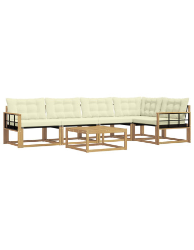 Set di divani da esterno 6 pcs Bianco e Crema 79 x 79 x 37 cm