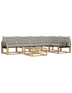 Set di divani da esterno 6 pcs Bianco e Grigio Chiaro 2