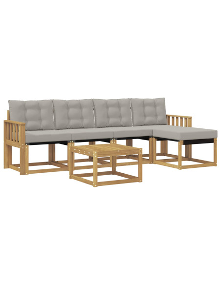 Set di divani da esterno 6 pcs Bianco e Grigio Chiaro