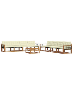 Set di divani da esterno con cuscino 9 pcs Naturale e Crema 2
