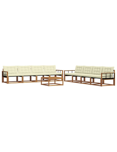 Set di divani da esterno con cuscino 9 pcs Naturale e Crema