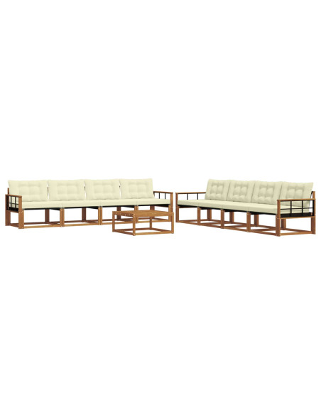 Set di divani da esterno con cuscino 9 pcs Naturale e Crema