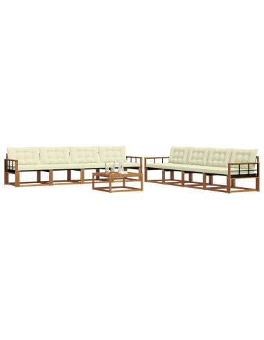 Set di divani da esterno con cuscino 9 pcs Naturale e Crema