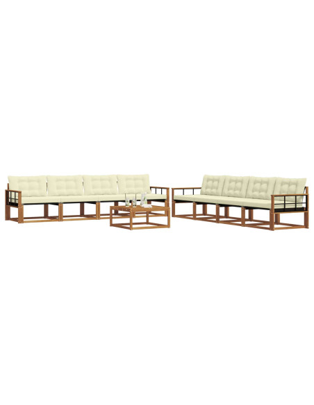 Set di divani da esterno con cuscino 9 pcs Naturale e Crema