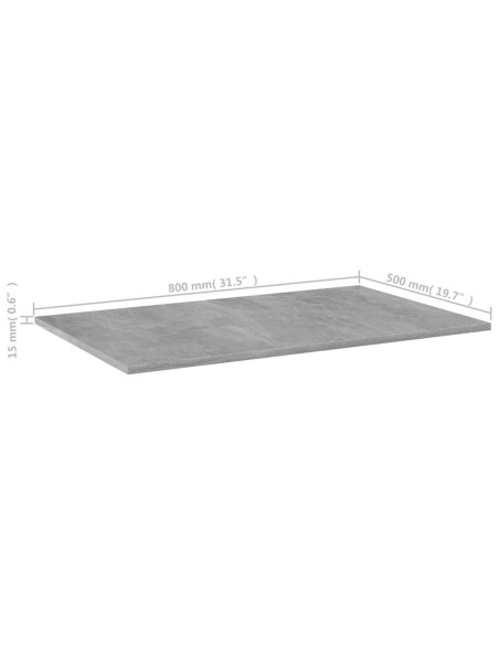Ripiani per Libreria 4pz Grigio Cemento 80x50x1,5cm Multistrato