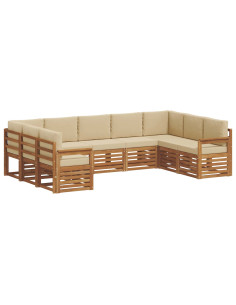 Set divani 9 pcs Naturale e Beige Legno di Acacia Massello 2