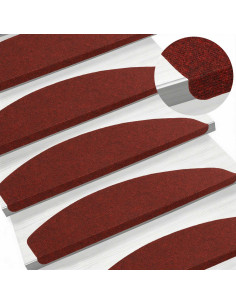 Tappetini per scale autoadesivi 15 pcs Rosso 80 x 28 x 3,5 cm 2