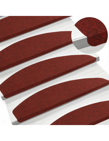 Tappetini per scale autoadesivi 15 pcs Rosso 80 x 28 x 3,5 cm