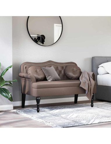 Panca Chesterfield Marrone 120,5 x 65 x 75 cm Pelle Sintetica