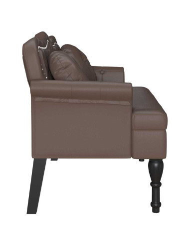 Panca Chesterfield Marrone 120,5 x 65 x 75 cm Pelle Sintetica